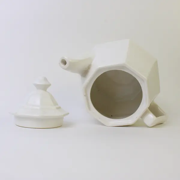 Vintage Homer Laughlin Dover Colonial White Ceramic Teapot - Small Chip