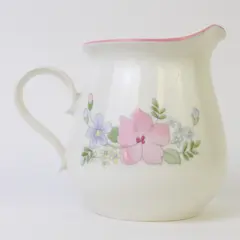 Vintage Kobe Courtney Creamer Pitcher Japan Pink Floral White Ceramic