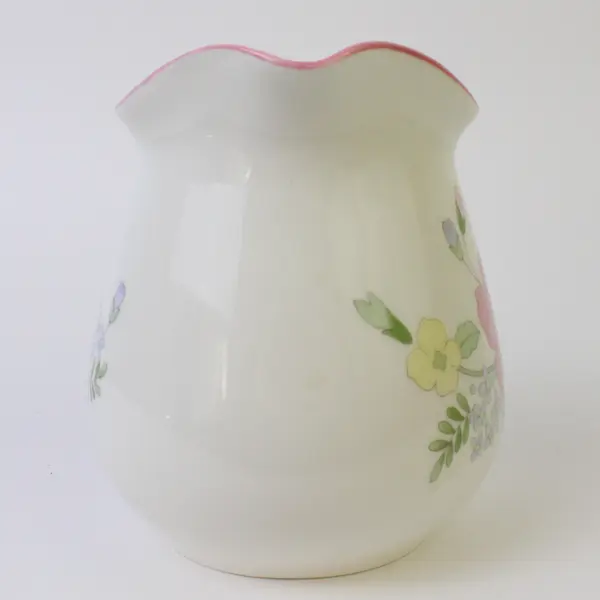 Vintage Kobe Courtney Creamer Pitcher Japan Pink Floral White Ceramic
