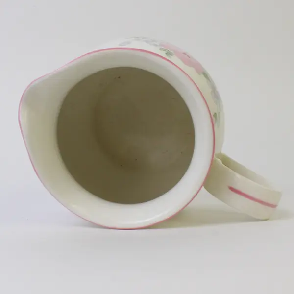 Vintage Kobe Courtney Creamer Pitcher Japan Pink Floral White Ceramic