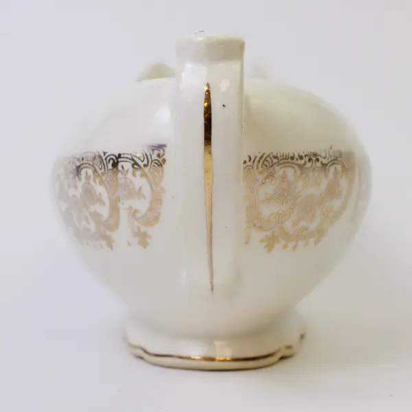 Vintage Canonsberg Pottery Empress Chantilly Gravy Boat Gold Filigree