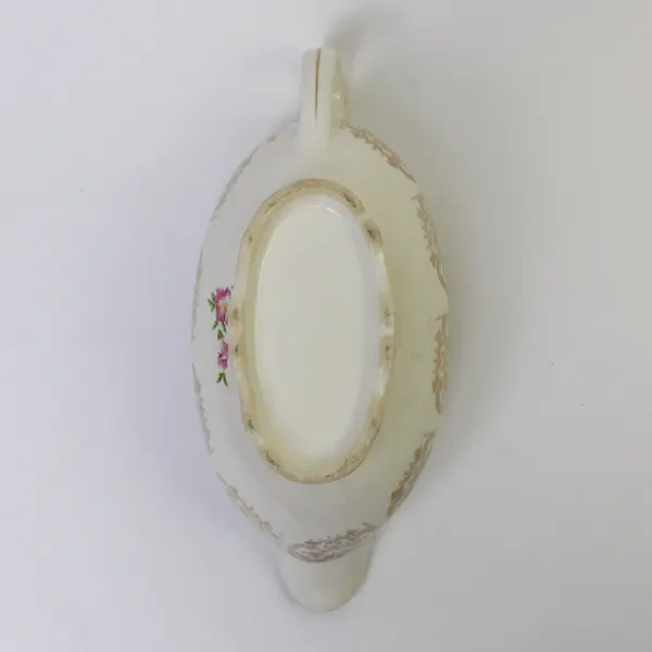 Vintage Canonsberg Pottery Empress Chantilly Gravy Boat Gold Filigree