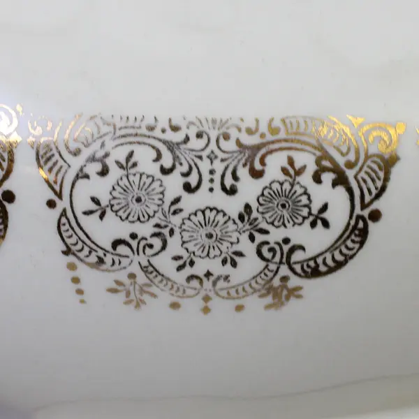 Vintage Canonsberg Pottery Empress Chantilly Gravy Boat Gold Filigree