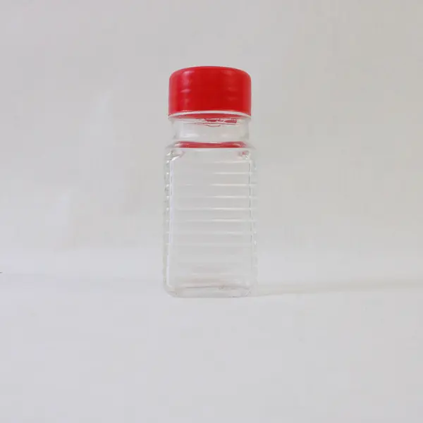Vintage Square Glass Salt & Pepper Shakers w/ Red Plastic Lids Mid-Century