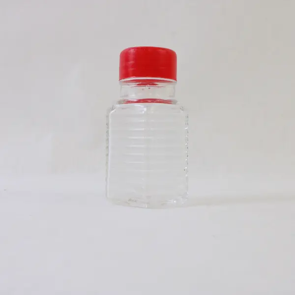 Vintage Square Glass Salt & Pepper Shakers w/ Red Plastic Lids Mid-Century