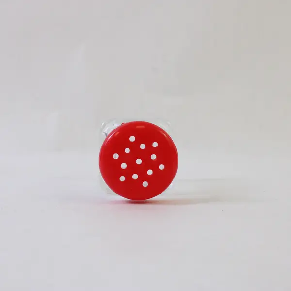 Vintage Square Glass Salt & Pepper Shakers w/ Red Plastic Lids Mid-Century