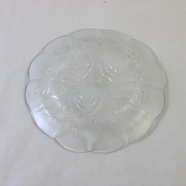 Pasari Crystal Livia 9" Coupe Bowl Etched Roses Vintage Soup/Salad