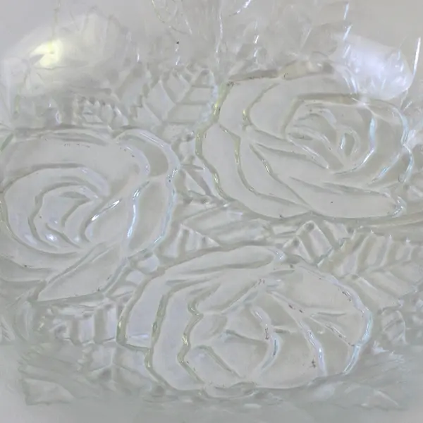 Pasari Crystal Livia 9" Coupe Bowl Etched Roses Vintage Soup/Salad
