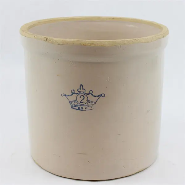 Antique Robinson Ransbottom Blue Crown 2 Gal Stoneware Crock Salt-Glazed