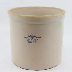 Antique Robinson Ransbottom Blue Crown 2 Gal Stoneware Crock Salt-Glazed