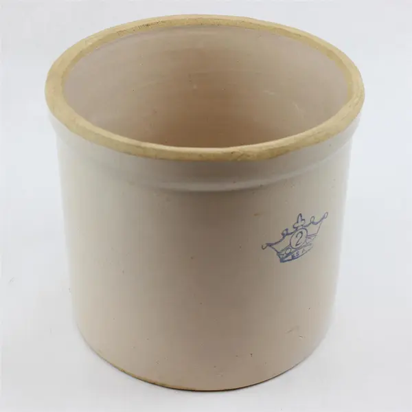 Antique Robinson Ransbottom Blue Crown 2 Gal Stoneware Crock Salt-Glazed