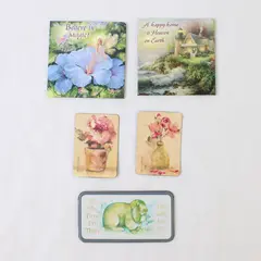 Lot of 5 Refrigerator Magnets - Fairy, Rabbit & Floral Kitchen Collectible