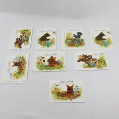 Set of 8 Vintage Sunshine Woodland Animals Birthday Greeting Cards UNUSED
