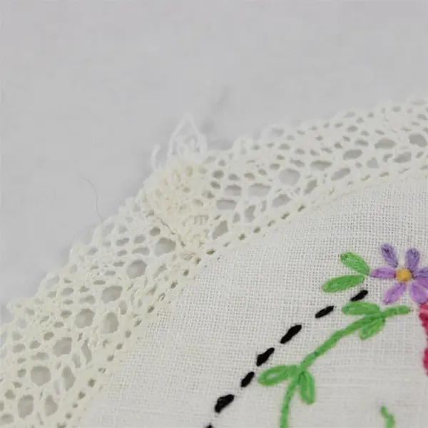 Set of 3 Vintage Handmade Floral Embroidered Off-White Doilies Flawed