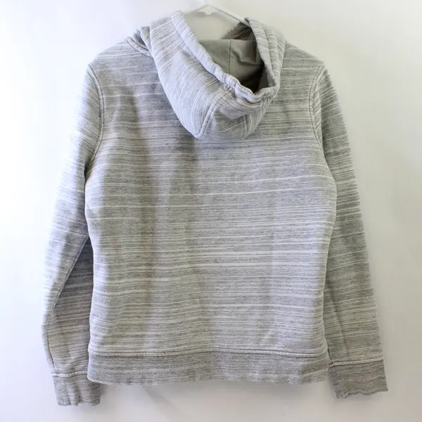 Carhartt Women's M (8-10) Striped Gray Logo Pullover Hooded Sweatshirt