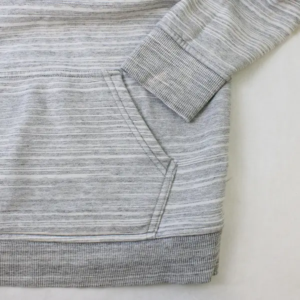 Carhartt Women's M (8-10) Striped Gray Logo Pullover Hooded Sweatshirt