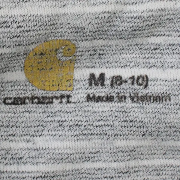 Carhartt Women's M (8-10) Striped Gray Logo Pullover Hooded Sweatshirt