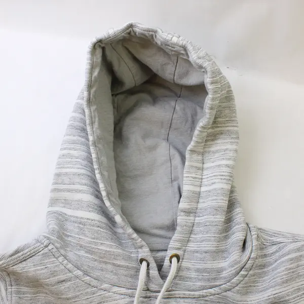 Carhartt Women's M (8-10) Striped Gray Logo Pullover Hooded Sweatshirt