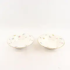 Lot Of 2 Pope Gosser Pinafore (Gold Trim) Pattern Rim Soup Bowls 8.75" Diameter