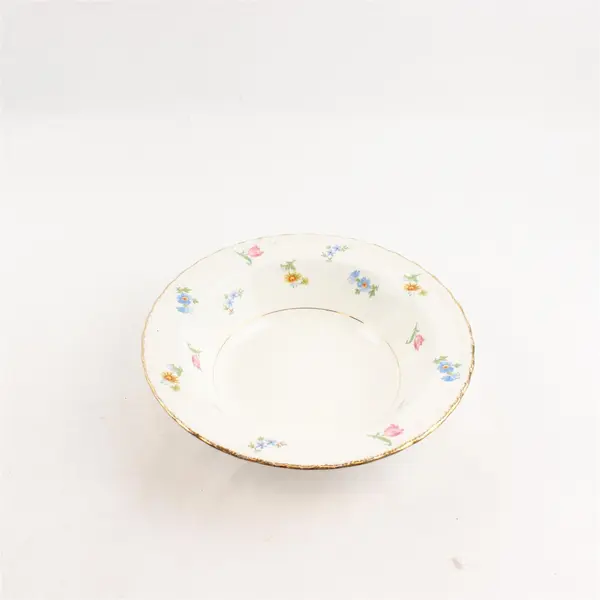 Lot Of 2 Pope Gosser Pinafore (Gold Trim) Pattern Rim Soup Bowls 8.75" Diameter