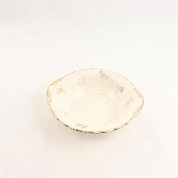 Pope Gosser Pinafore (Gold Trim) Pattern Ceramic Lugged Cereal Bowl 6.75"
