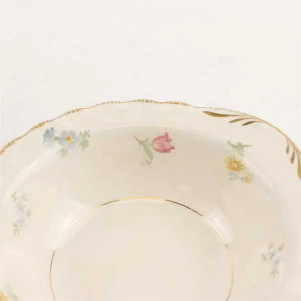 Pope Gosser Pinafore (Gold Trim) Pattern Ceramic Lugged Cereal Bowl 6.75"