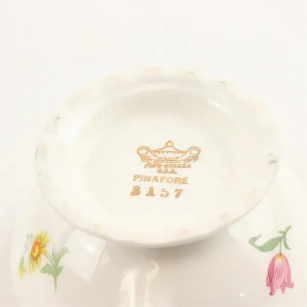 Pope Gosser Pinafore (Gold Trim) Pattern Ceramic Creamer Only 3" Tall 5.5" Long