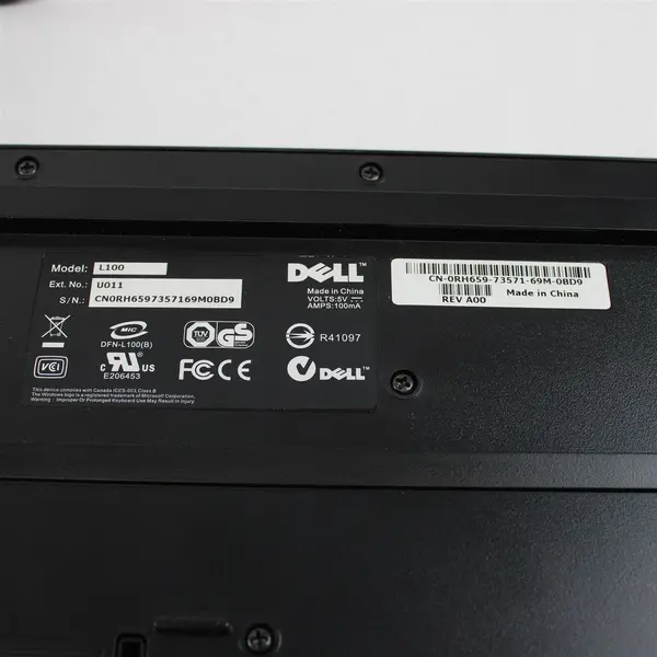 Dell L100 Mechanical USB Wired Keyboard Black w/Num Pad OEM Used