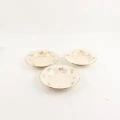 Lot Of 3 Pope Gosser Pinafore (Gold Trim) Pattern Rim Fruit/Dessert Bowls 6" Dia