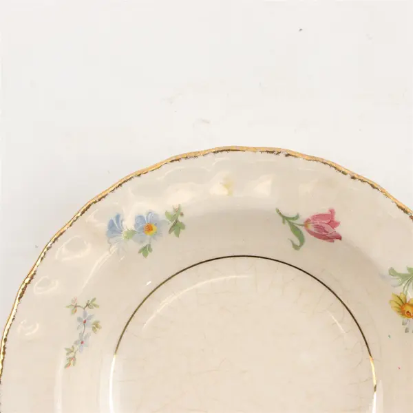 Lot Of 3 Pope Gosser Pinafore (Gold Trim) Pattern Rim Fruit/Dessert Bowls 6" Dia