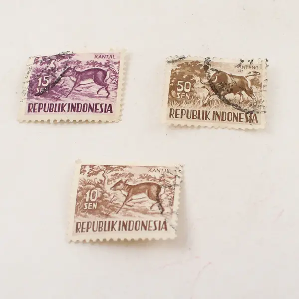 Lot Of 5 Indonesia Animal Stamps 1950s Used