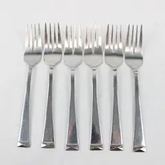 Lot Of 6 Cuisinart Flatware CUI28 (Stainless) Pattern Salad Forks 7.25" Long