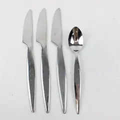 Lot Of 4 Dansk Thorn (Stainless) Pattern Flatware 3 Dinner Knives 1 Fruit Spoon