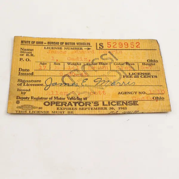 Vintage Ohio Driver License Lot Of 3 1941 1942 1948 Same Person