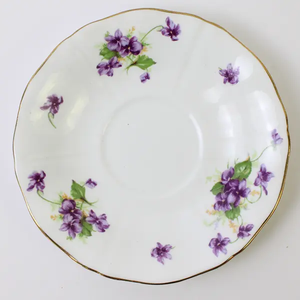 Adderley Bone China Saucer Purple Flowers Gold Trim 5.5in Vintage