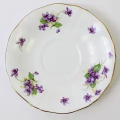 Adderley Bone China Saucer Purple Flowers Gold Trim 5.5in Vintage