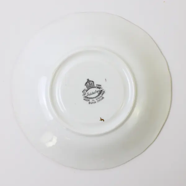 Adderley Bone China Saucer Purple Flowers Gold Trim 5.5in Vintage