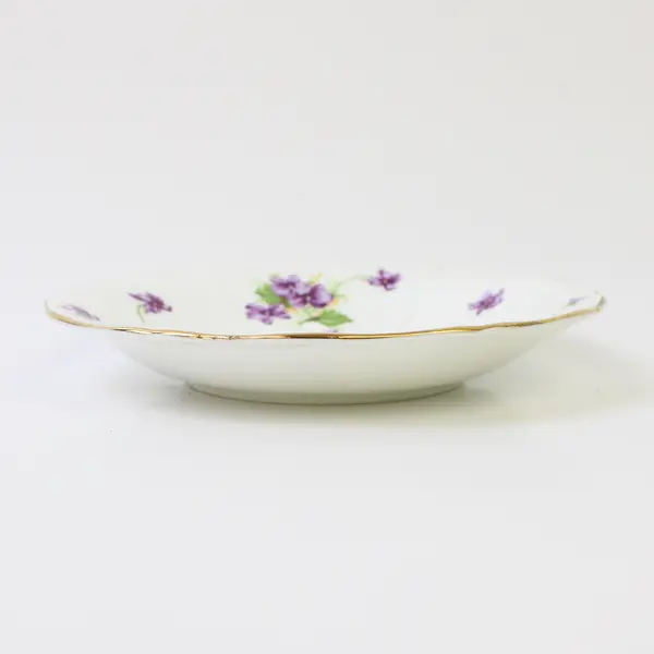 Adderley Bone China Saucer Purple Flowers Gold Trim 5.5in Vintage