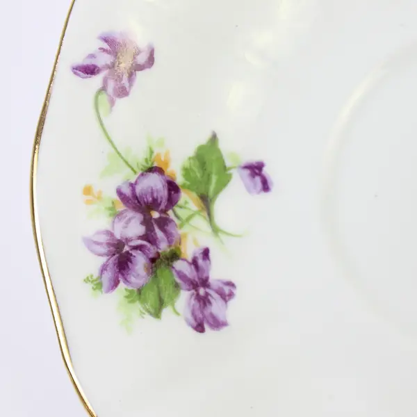 Adderley Bone China Saucer Purple Flowers Gold Trim 5.5in Vintage