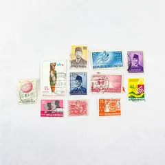 Lot Of 11 Mixed Indonesia Commemorative Stamps Used Canceled 1950s 1970s