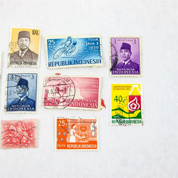 Lot Of 11 Mixed Indonesia Commemorative Stamps Used Canceled 1950s 1970s