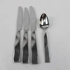 Lot Of 4 Dansk Origami II (Stainless) Pattern Flatware Dinner Knives Soup Spoon