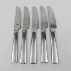 Lot Of 5 Dansk Cafe Blanc (Stainless) Pattern Flatware Dinner Knives 9.25" Long