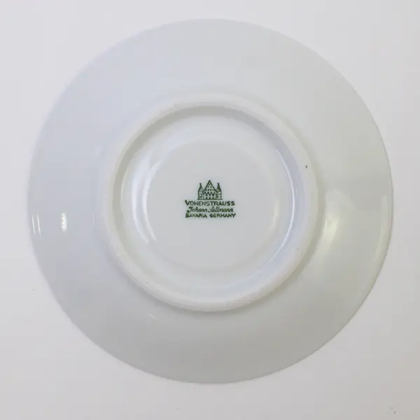 Vintage Johann Seltmann Bavaria Porcelain Saucer Floral Gold Rim Germany