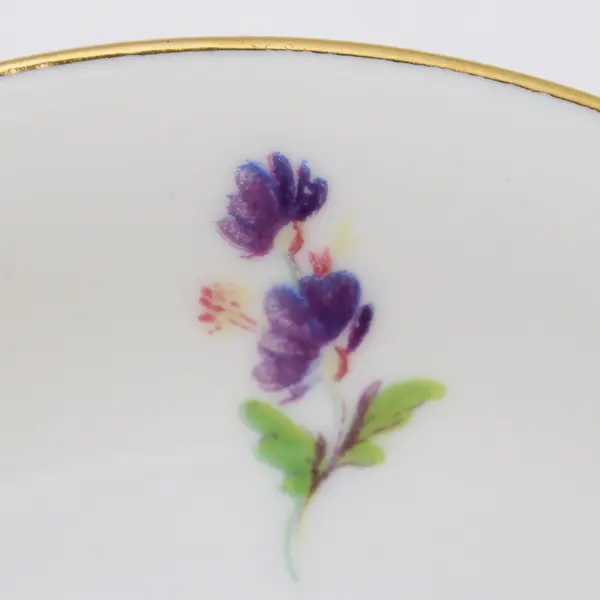 Vintage Johann Seltmann Bavaria Porcelain Saucer Floral Gold Rim Germany