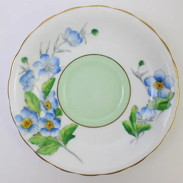 Victoria C & E Buttercup Hand-Painted Bone China Saucer Gold Trim