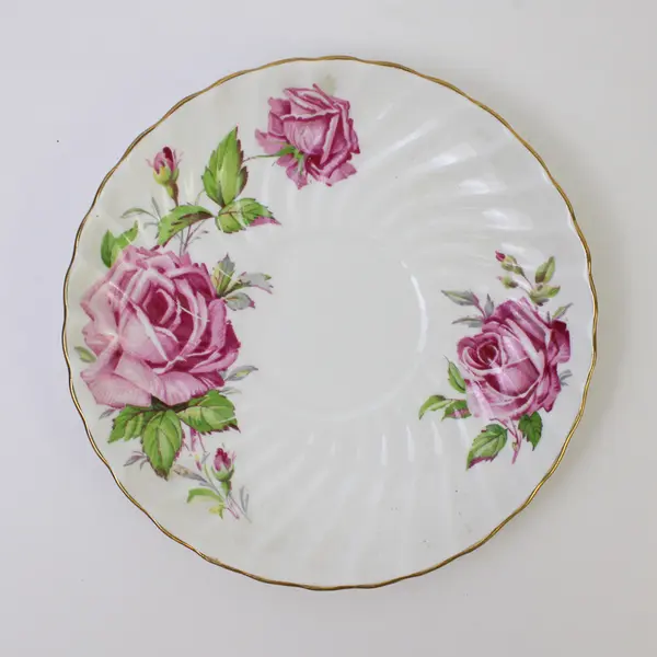 Aynsley Bone China Pink Rose & Gold Trim Saucer