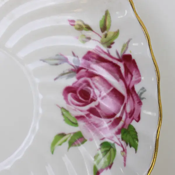 Aynsley Bone China Pink Rose & Gold Trim Saucer