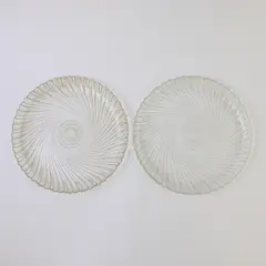 Vintage Arcoroc Seabreeze Clear Swirl Glass Dessert/Salad Plates 7.75" Set of 2
