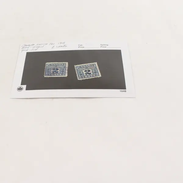 Lot Of 2 Canada Excise Tax 2 Cents Stamps 1915 Used Hinged